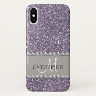 Violett-Glitzer, Diamantbeizen, Name und Monogramm Case-Mate iPhone Hülle