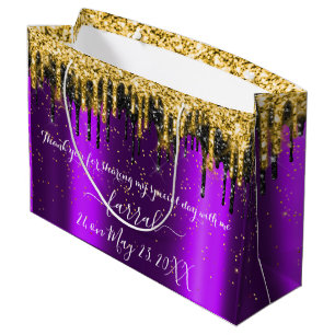 Violett-Gold-Lila-Schwarz-Tropfen Gefallen Große Geschenktüte