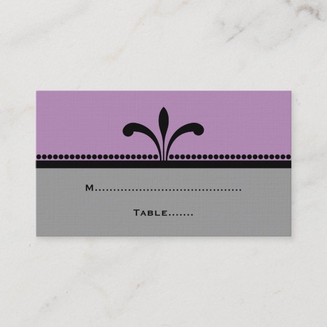 Violett/Graue Extravagante Art Déco Platzkarten (Vorderseite)