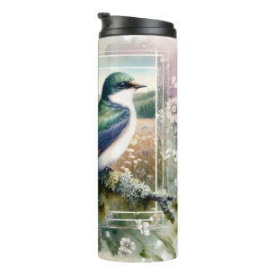 Violett-grüner Vogelwald Prairie Tumbler Thermosbecher