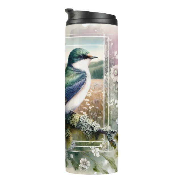 Violett-grüner Vogelwald Prairie Tumbler Thermosbecher (Nach rechts gedreht)