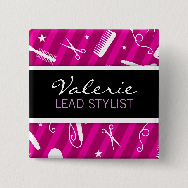 Violett Haair Salon Name Abzeichen Button (Vorderseite)