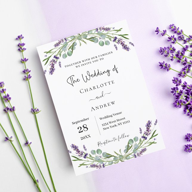 Violett-Hochzeit mit Lavendel Einladung (Von Creator hochgeladen)