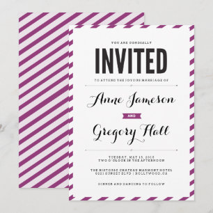 Violett Karneval Streifen Moderne Hochzeitsreise Einladung