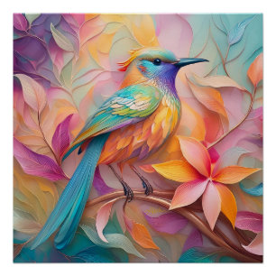 Violett-kehlige Singvogelfantasie Vogel Poster