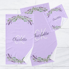 Violett-Lavaflorale Monogramm-Name elegant Badhandtuch Set
