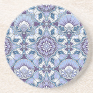 Violett, Lavendel, Flieder, Blau & Weiß Art Deco Getränkeuntersetzer