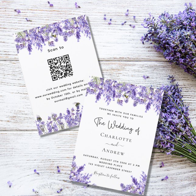Violett-Lavendel QR UAWG Details Hochzeit Einladung (Von Creator hochgeladen)