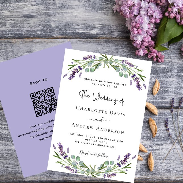 Violett-Lavendel QR UAWG Hochzeit Einladung (Von Creator hochgeladen)