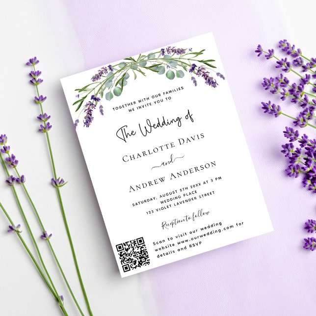 Violett-Lavendel QR UAWG Hochzeit Einladungspostkarte (Von Creator hochgeladen)