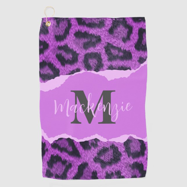 Violett-Leopard-Printwerbung Golfhandtuch (Vorderseite)