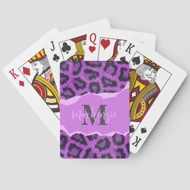 Violett-Leopard-Printwerbung Spielkarten (Rückseite)