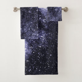 Violett lila abstrakte Galaxie Badhandtuch Set
