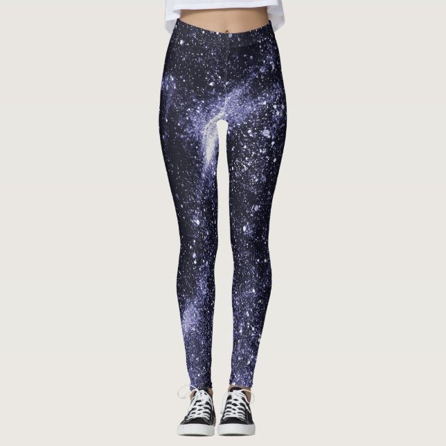 Violett lila abstrakte Galaxie Leggings (Vorderseite)