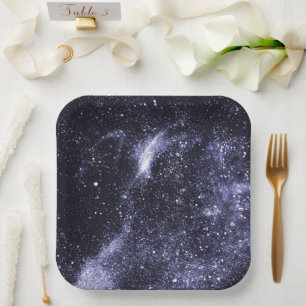 Violett lila abstrakte Galaxie Pappteller