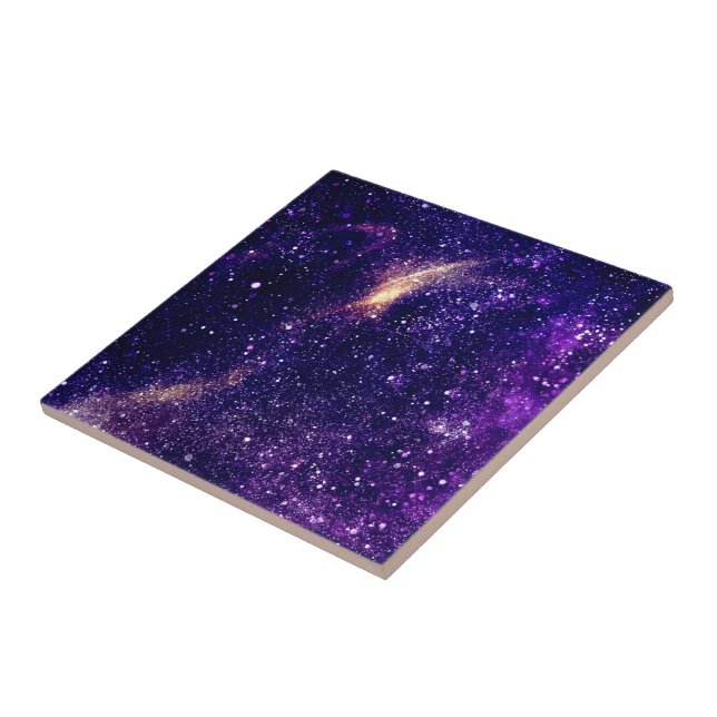 Violett lila abstraktes Galaxienuniversum Fliese (Seite)