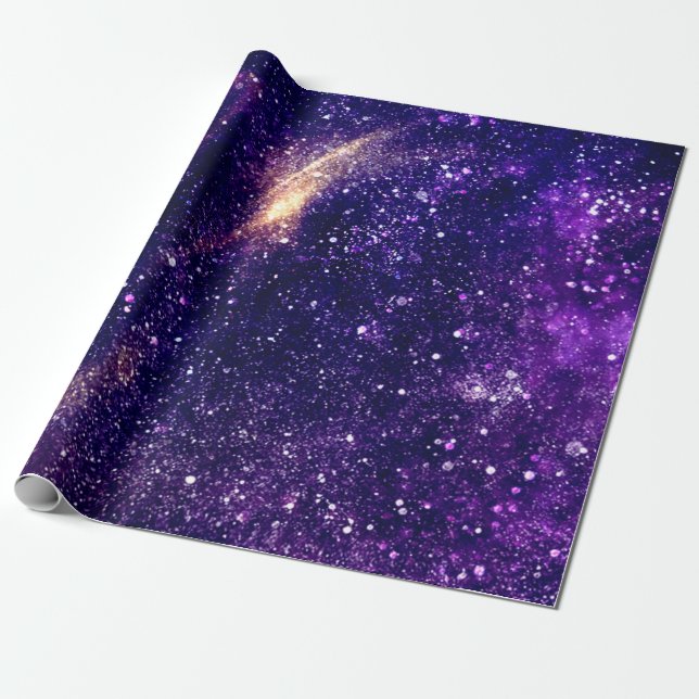 Violett lila abstraktes Galaxienuniversum Geschenkpapier (Ungerollt)