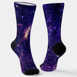 Violett lila abstraktes Galaxienuniversum Socken