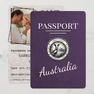 Violett Lila Australien Reisepass Speichert das Da Save The Date