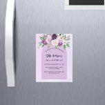 Violett lila Blume Grün Arc Luxus Geburtstag Magneteinladung<br><div class="desc">Violett,  lavendelfarbener Hintergrund und Bogenrahmen. Die Einrichtung ist mit violetten und lila Blume und Pflanzen in Aquarellen gestaltet. Personalisieren Sie Ihren Namen und Ihre Party-Daten und fügen Sie diese hinzu.</div>