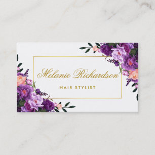 Violett Lila Blumenhaar - Ernennung Terminkarte