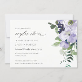 Violett Lila Blumenstrauß Paare Dusche einladen Dankeskarte