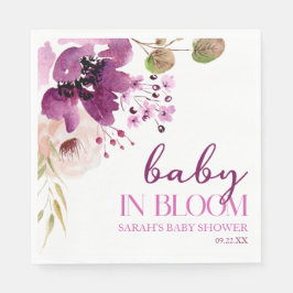 Violett Lila Blütenbaby in Bloom Baby Dusche Serviette