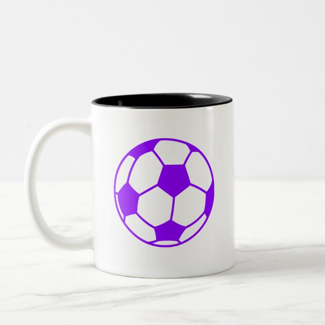 Violett Lila Fußballball Zweifarbige Tasse (Links)