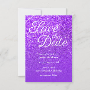 Violett lila Ombre Glitter Save the Date Einladung