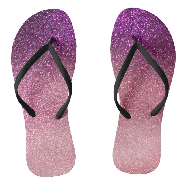 Violett Lila rosa Triple Glitzer Ombre Gradient Flip Flops (Fußbett)