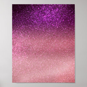 Violett Lila rosa Triple Glitzer Ombre Gradient Poster
