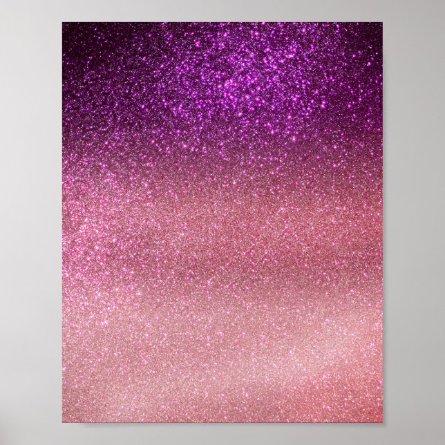 Violett Lila rosa Triple Glitzer Ombre Gradient Poster (Vorne)