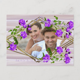 Violett-lila Rose auf Rose-Rosa-Seide Ankündigungspostkarte