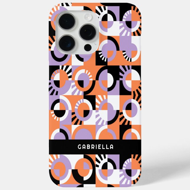 Violett Lila Schwarz Orange Midcentury Kunst Muste Case-Mate iPhone Hülle (Rückseite)