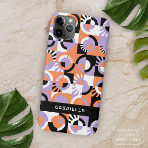 Violett Lila Schwarz Orange Midcentury-Kunstmuster iPhone 16 Pro Max Hülle
