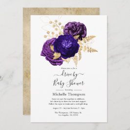 Violett-, Lila- und Goldblumenantrieb mit Dusche Einladung