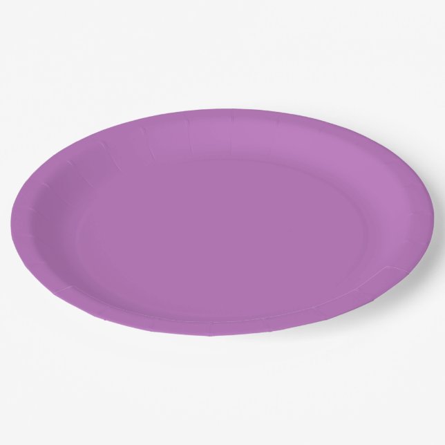 Violett Lila Vollfarbe Pappteller (Schrägansicht)