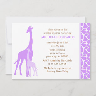 Violett-Mama und Baby-Giraffe-Babydusche Einladung