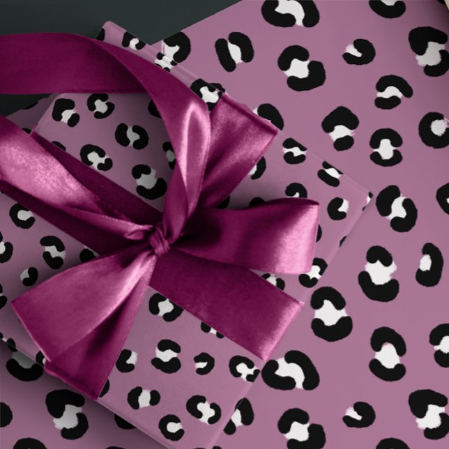 Violett mit schwarzem und weißem Leopard Geschenkpapier Set (Von Creator hochgeladen)