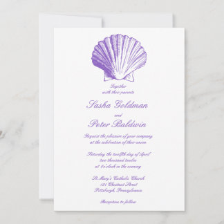Violett-Muscheln zum Hochzeitsempfang Einladung