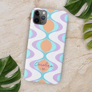 Violett Orange Aqua Blau Midcentury Wellen Muster iPhone 16 Pro Max Hülle