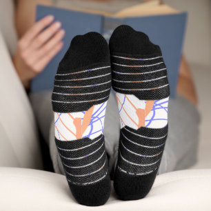 Violett orange Aquarell abstrakt Namenstext th Socken