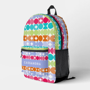 Violett Orange Pink Aqua Miteljahrhundert Kreise M Bedruckter Rucksack