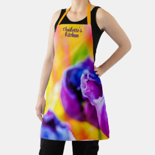 Violett-Papagei und gelbe Tulpen Schürze