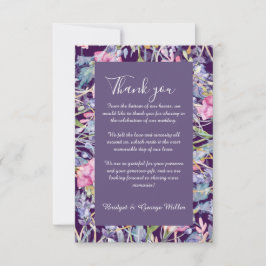 Violett Pastellgrün Wildblume Hochzeit Dankeskarte