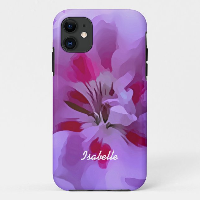 Violett Pink Abstrakte Hibiskus Blume Personalisie Case-Mate iPhone Hülle (Rückseite)