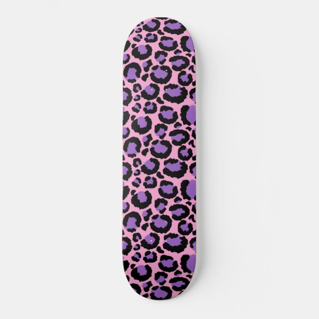 Violett Pink Cheetah Leopard Muster Tierlover Skateboard (Vorderseite)