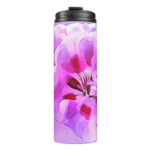 Violett Pink Wasserfarbe Hibiskus Thermosbecher