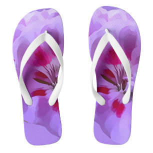 Violett Rosa Abstrakter Hibiskus Blume Flip Flops
