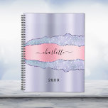 Violett Rosa-Agar-Marmorname 2025 Planer<br><div class="desc">Violett,  lavendelfarbenes und rot-rosa Metall und Age,  Marmorsteindruck als Hintergrund. Personalisieren Sie Ihren Namen und fügen Sie ihn hinzu. Der Name ist mit einem modernen handgeschriebenen Stilskript geschrieben.</div>